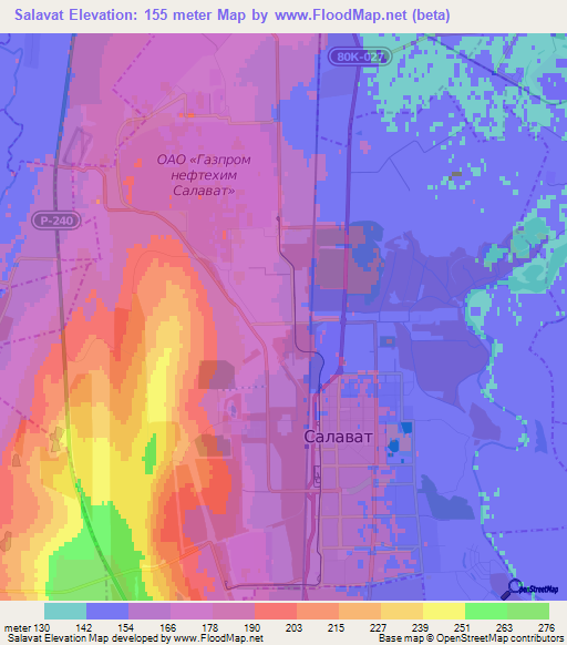 Salavat,Russia Elevation Map