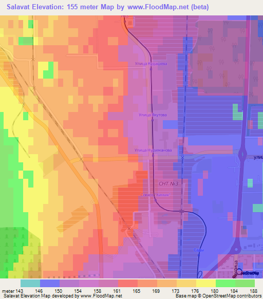 Salavat,Russia Elevation Map