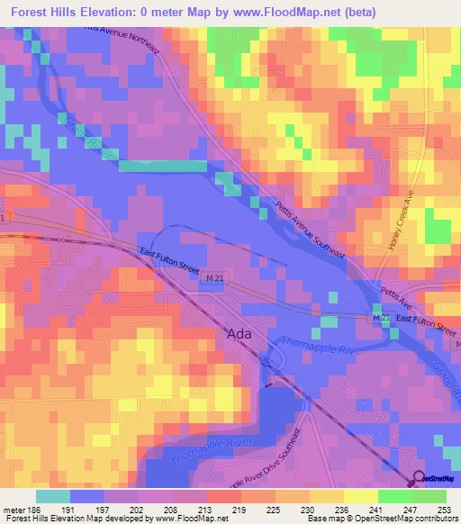 Forest Hills,US Elevation Map