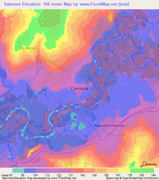 Sakmara,Russia Elevation Map