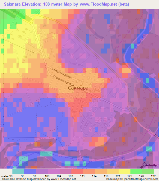 Sakmara,Russia Elevation Map