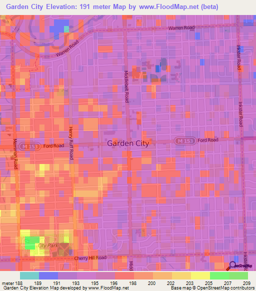 Garden City,US Elevation Map