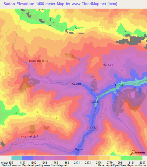 Sadon,Russia Elevation Map