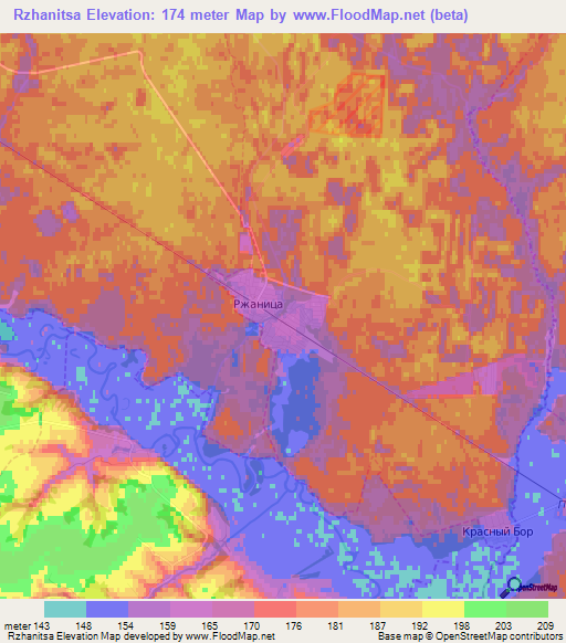 Rzhanitsa,Russia Elevation Map