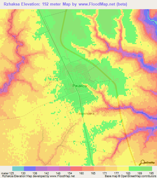 Rzhaksa,Russia Elevation Map