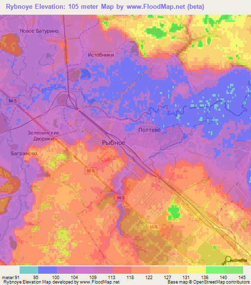 Rybnoye,Russia Elevation Map
