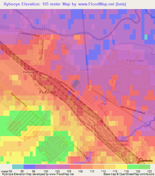 Rybnoye,Russia Elevation Map