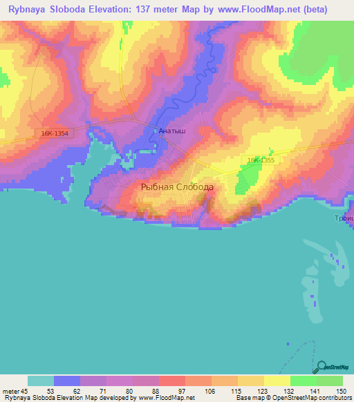 Rybnaya Sloboda,Russia Elevation Map