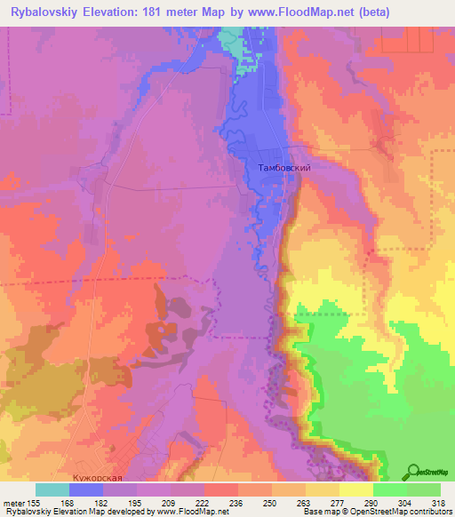 Rybalovskiy,Russia Elevation Map