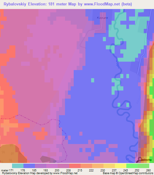 Rybalovskiy,Russia Elevation Map