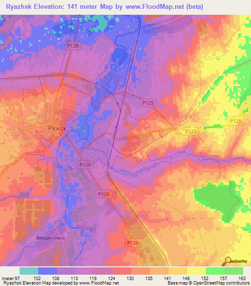 Ryazhsk,Russia Elevation Map