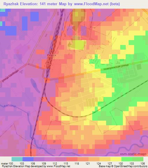 Ryazhsk,Russia Elevation Map