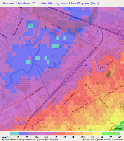 Ryazan',Russia Elevation Map