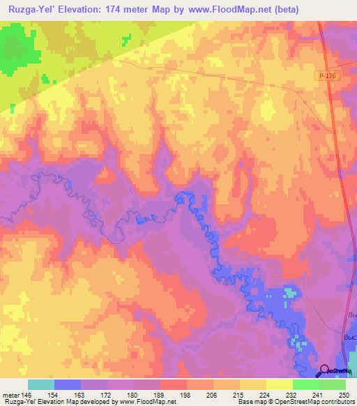 Ruzga-Yel',Russia Elevation Map