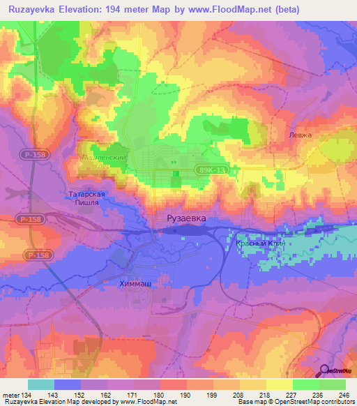 Ruzayevka,Russia Elevation Map