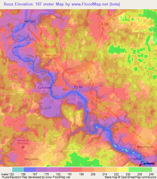 Ruza,Russia Elevation Map