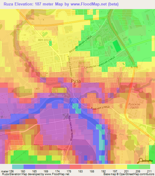 Ruza,Russia Elevation Map