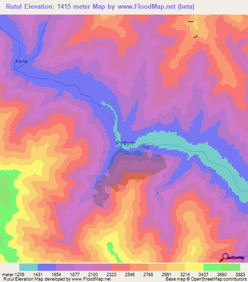 Rutul,Russia Elevation Map