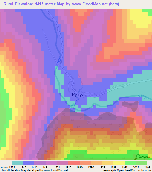 Rutul,Russia Elevation Map