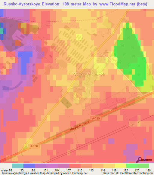 Russko-Vysotskoye,Russia Elevation Map