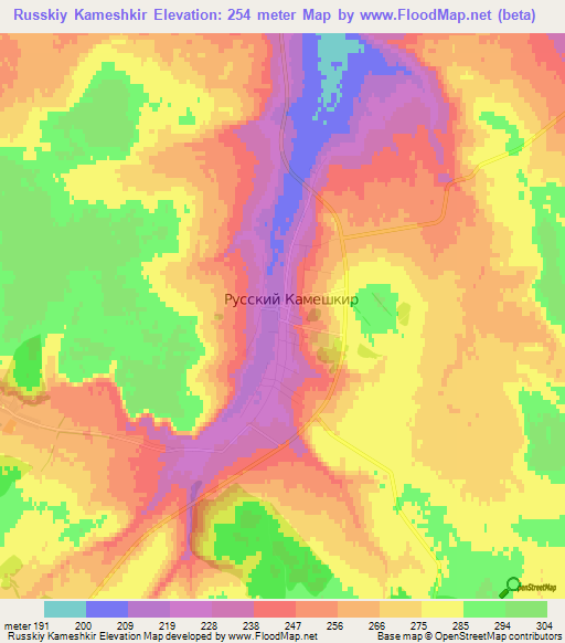 Russkiy Kameshkir,Russia Elevation Map