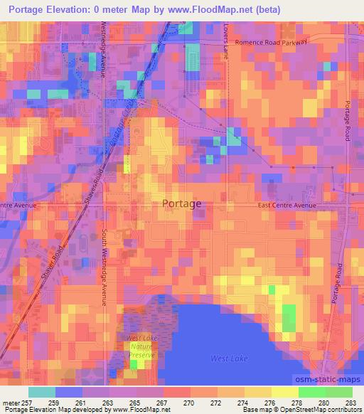 Portage,US Elevation Map