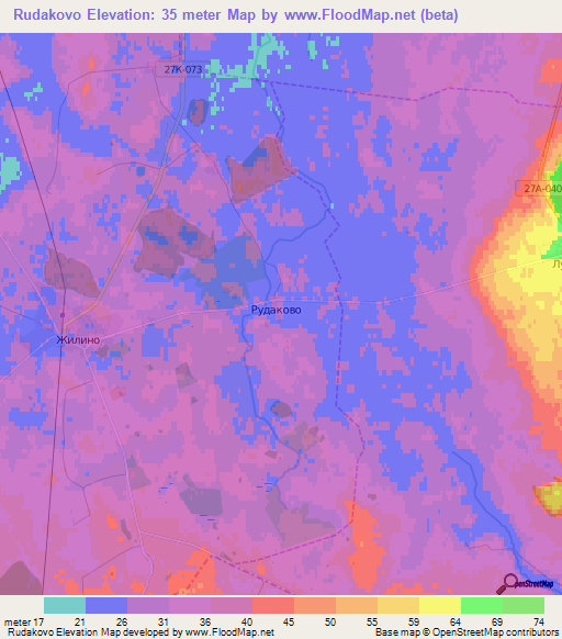 Rudakovo,Russia Elevation Map