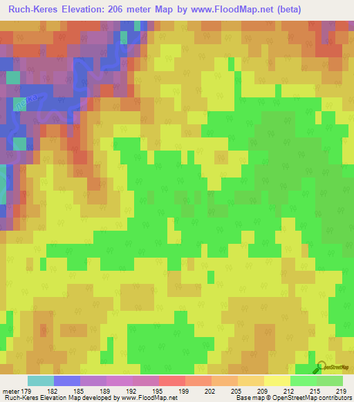 Ruch-Keres,Russia Elevation Map