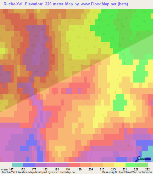 Rucha-Yel',Russia Elevation Map