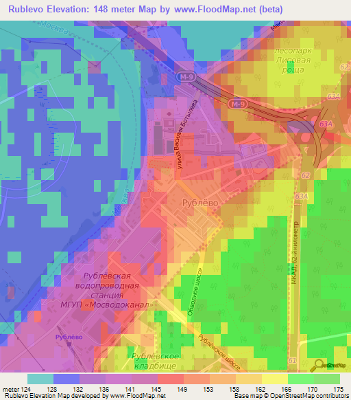 Rublevo,Russia Elevation Map