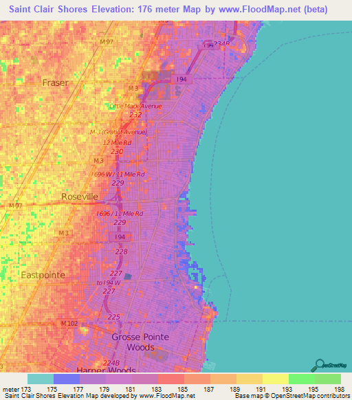 Elevation of Saint Clair Shores,US Elevation Map, Topography, Contour