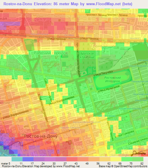 Rostov-na-Donu,Russia Elevation Map