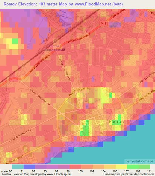 Rostov,Russia Elevation Map