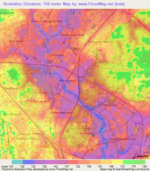 Rostokino,Russia Elevation Map