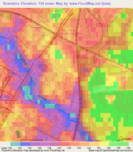 Rostokino,Russia Elevation Map