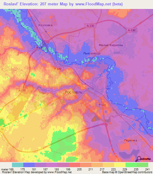 Roslavl',Russia Elevation Map