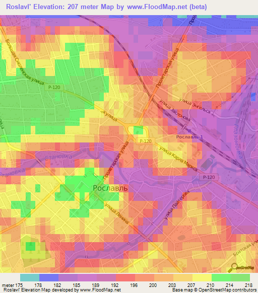 Roslavl',Russia Elevation Map