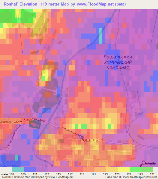 Roshal',Russia Elevation Map
