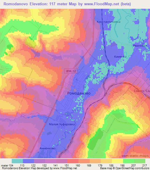 Romodanovo,Russia Elevation Map