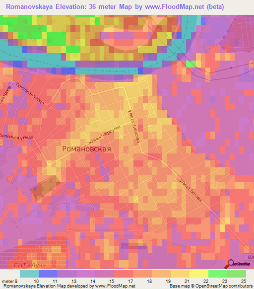 Romanovskaya,Russia Elevation Map