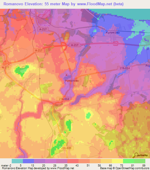 Romanovo,Russia Elevation Map