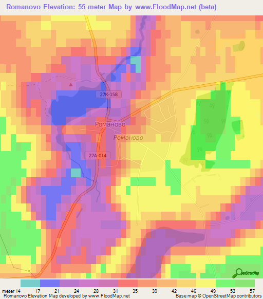 Romanovo,Russia Elevation Map