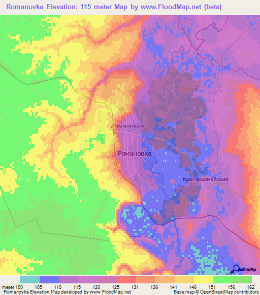 Romanovka,Russia Elevation Map