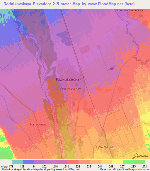 Rodnikovskaya,Russia Elevation Map