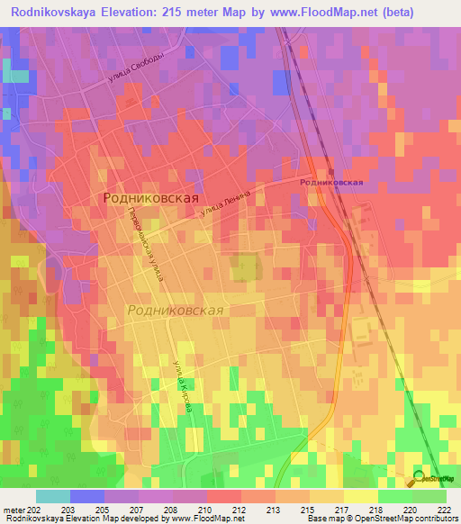 Rodnikovskaya,Russia Elevation Map