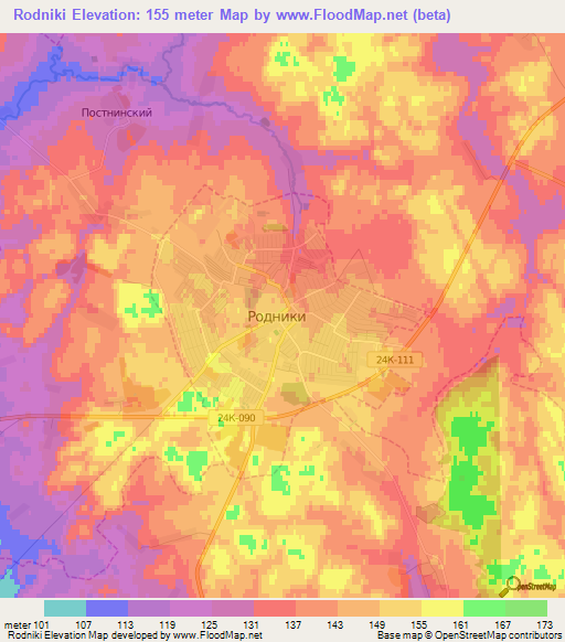 Rodniki,Russia Elevation Map