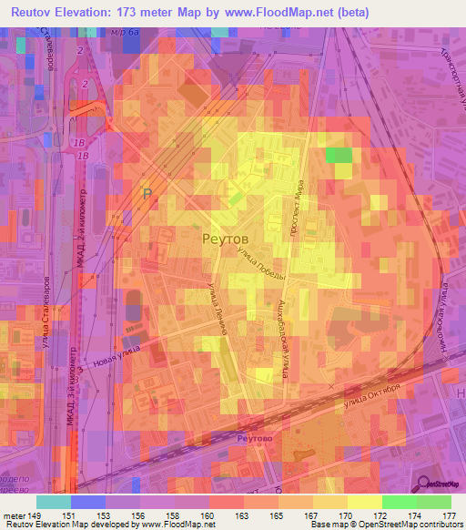 Reutov,Russia Elevation Map