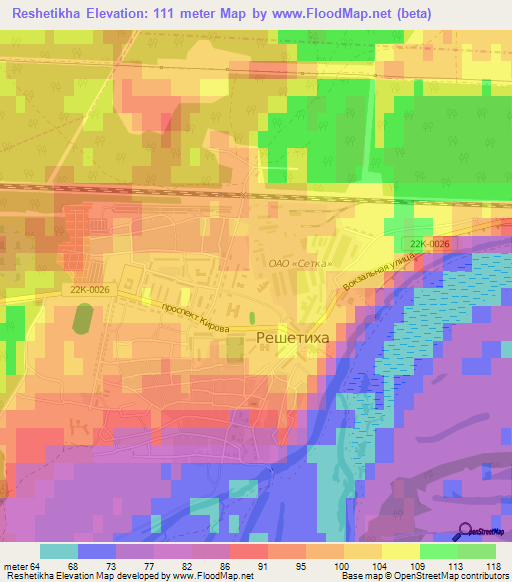 Reshetikha,Russia Elevation Map