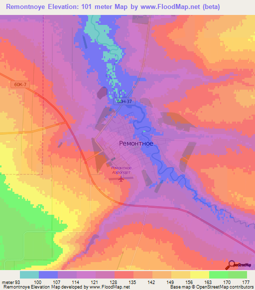 Remontnoye,Russia Elevation Map