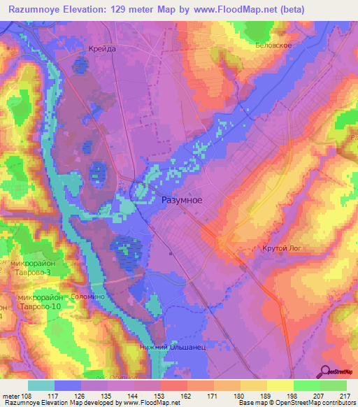 Razumnoye,Russia Elevation Map